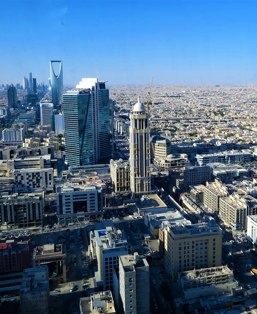The Riyadh skyline with the Kingdom Centre tower